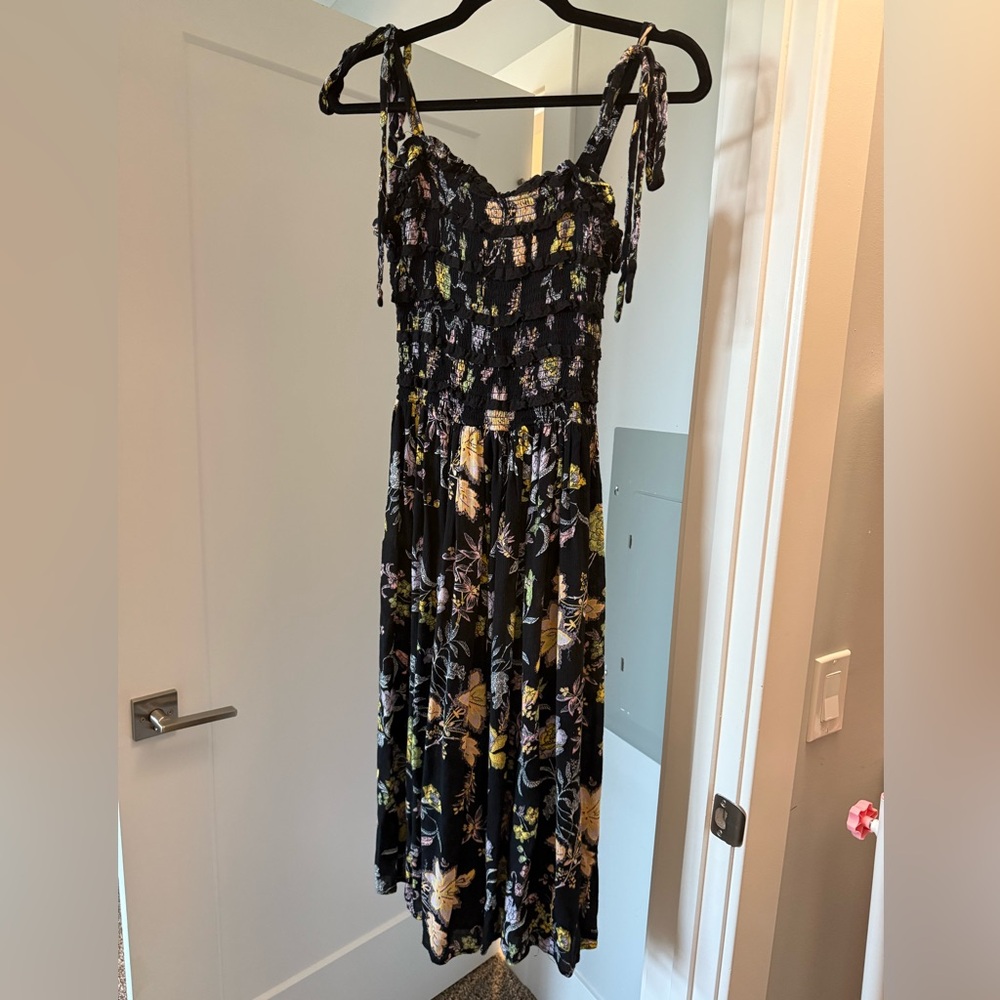 Free People Black and Yellow Floral Dress